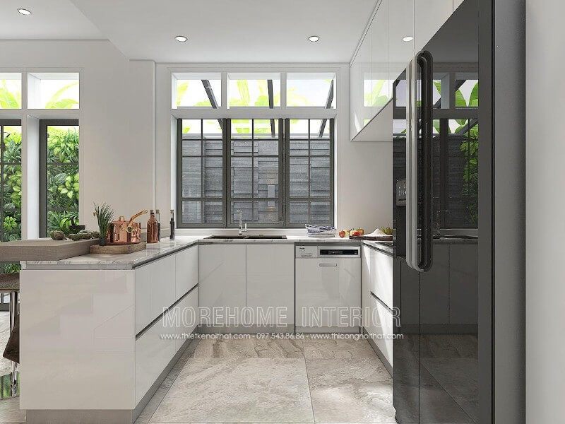 #21 Hình ảnh tủ phòng bếp sơn trắng đẹp cho thiết kế nhà chung cư 2022-2023